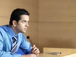 Man testifying in court