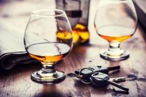 Liquor glasses and keys