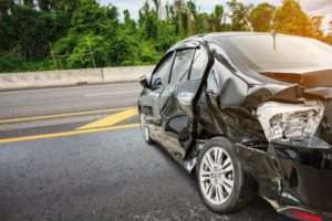 Car wrecked from side