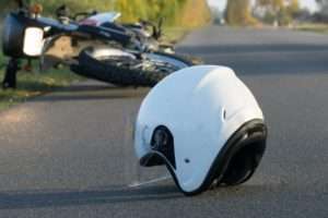Motorcycle helmet in road