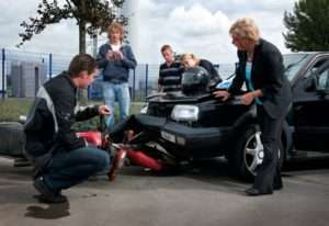 Motorcycle under car