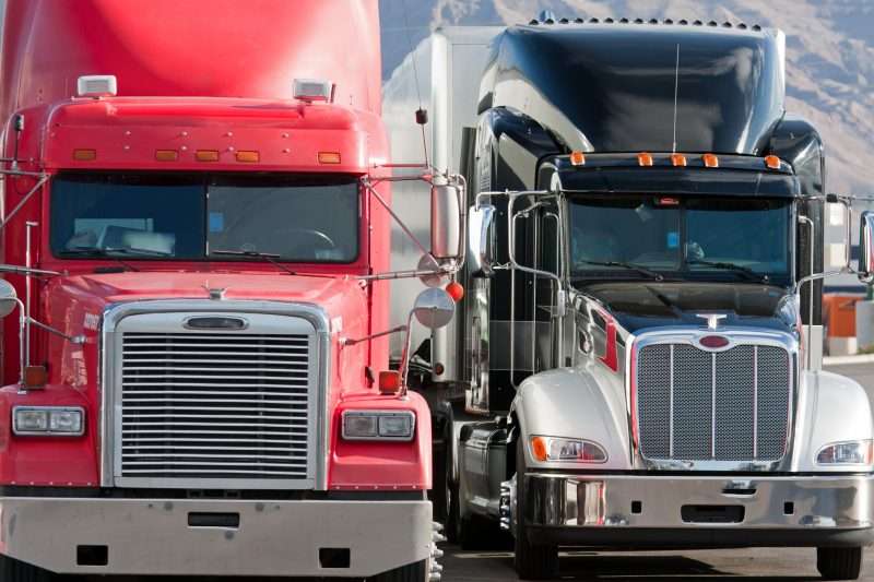 Pair of semi trucks