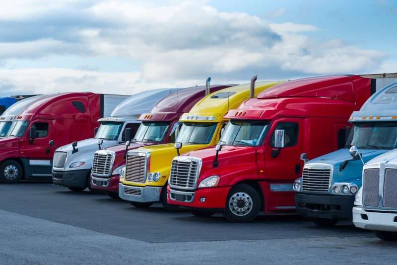 Row of semi trucks