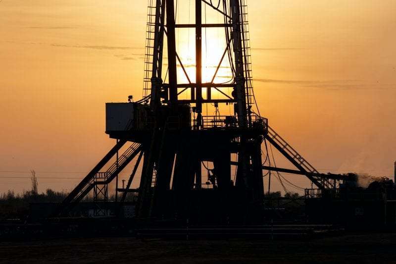 oil rig at night