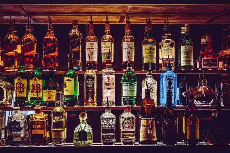 alcohol at bar