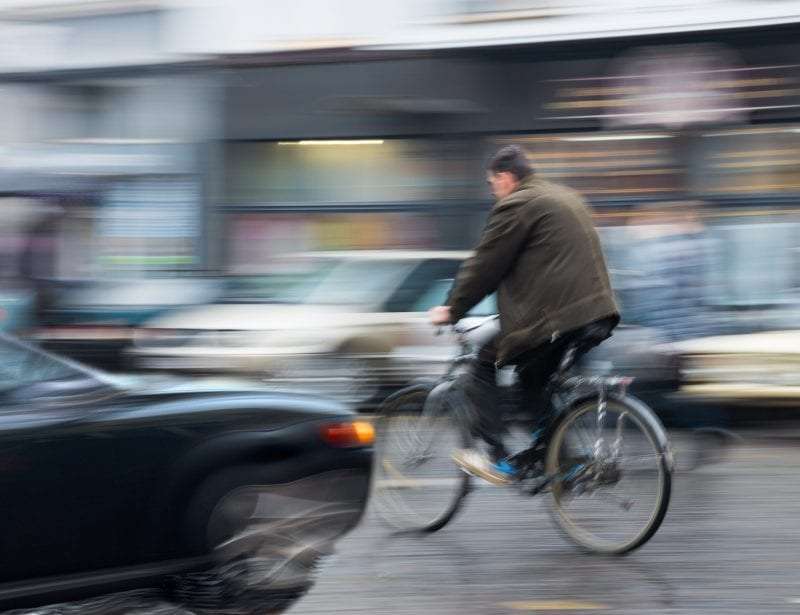 bicycle about to be hit by car