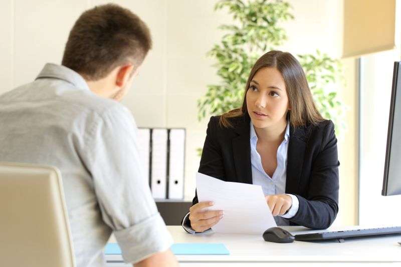 man talking to lawyer